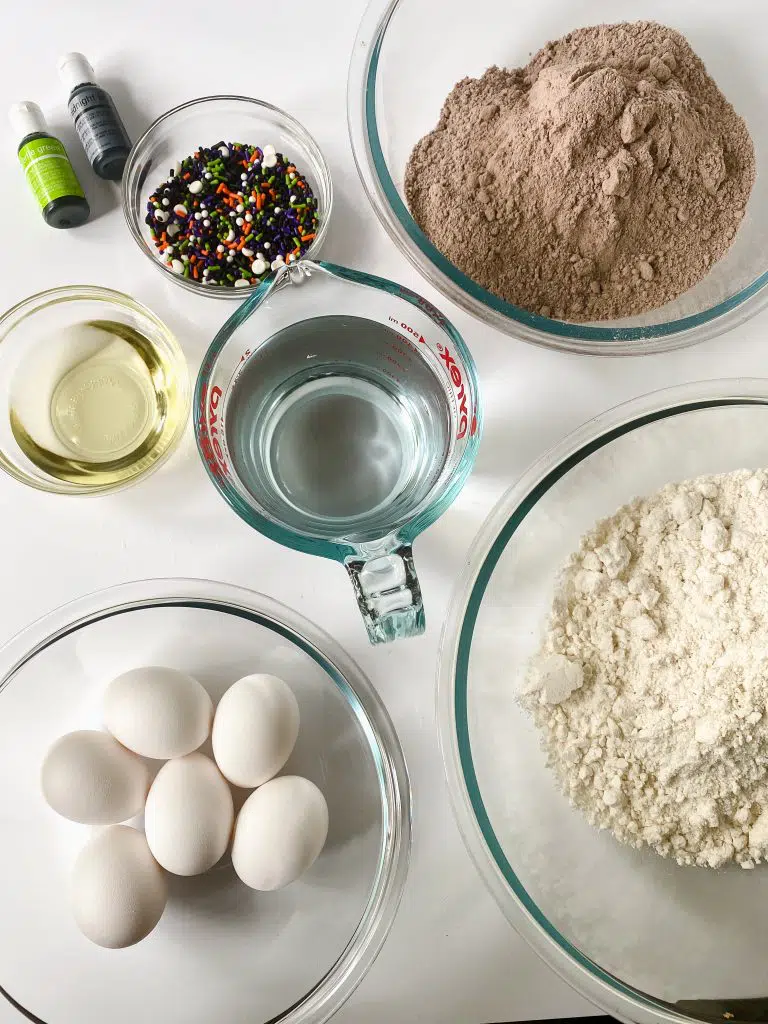 Ingredients used to make a cake