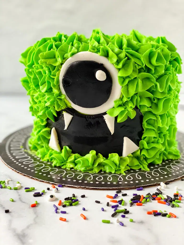 Close-up of Halloween Monster Cake.