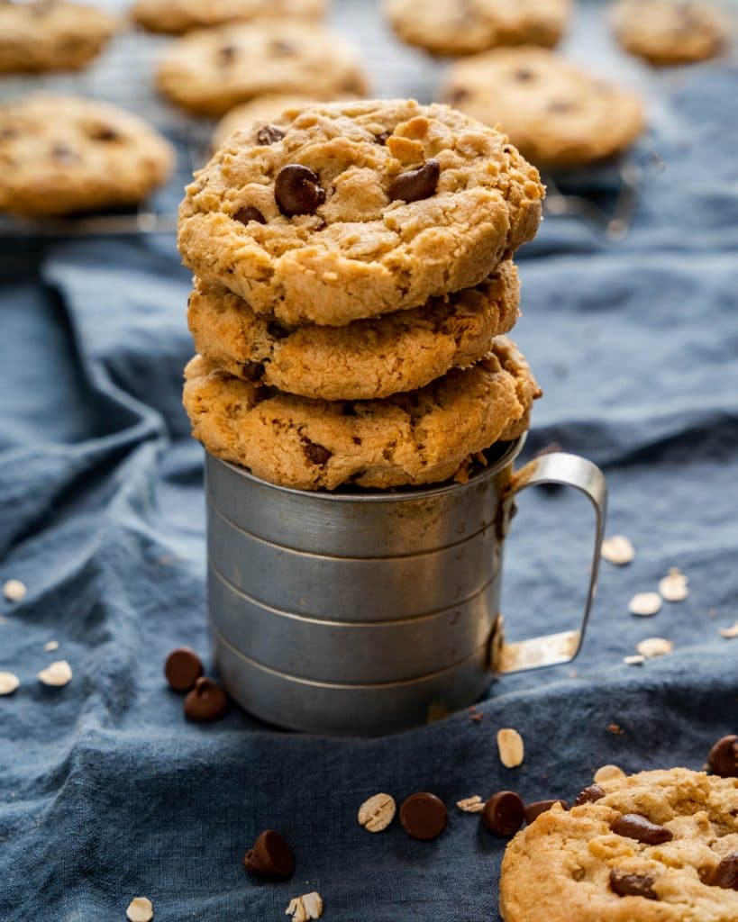 Stack of cookies from the  Oatmeal Chocolate Chip Cookie Recipe