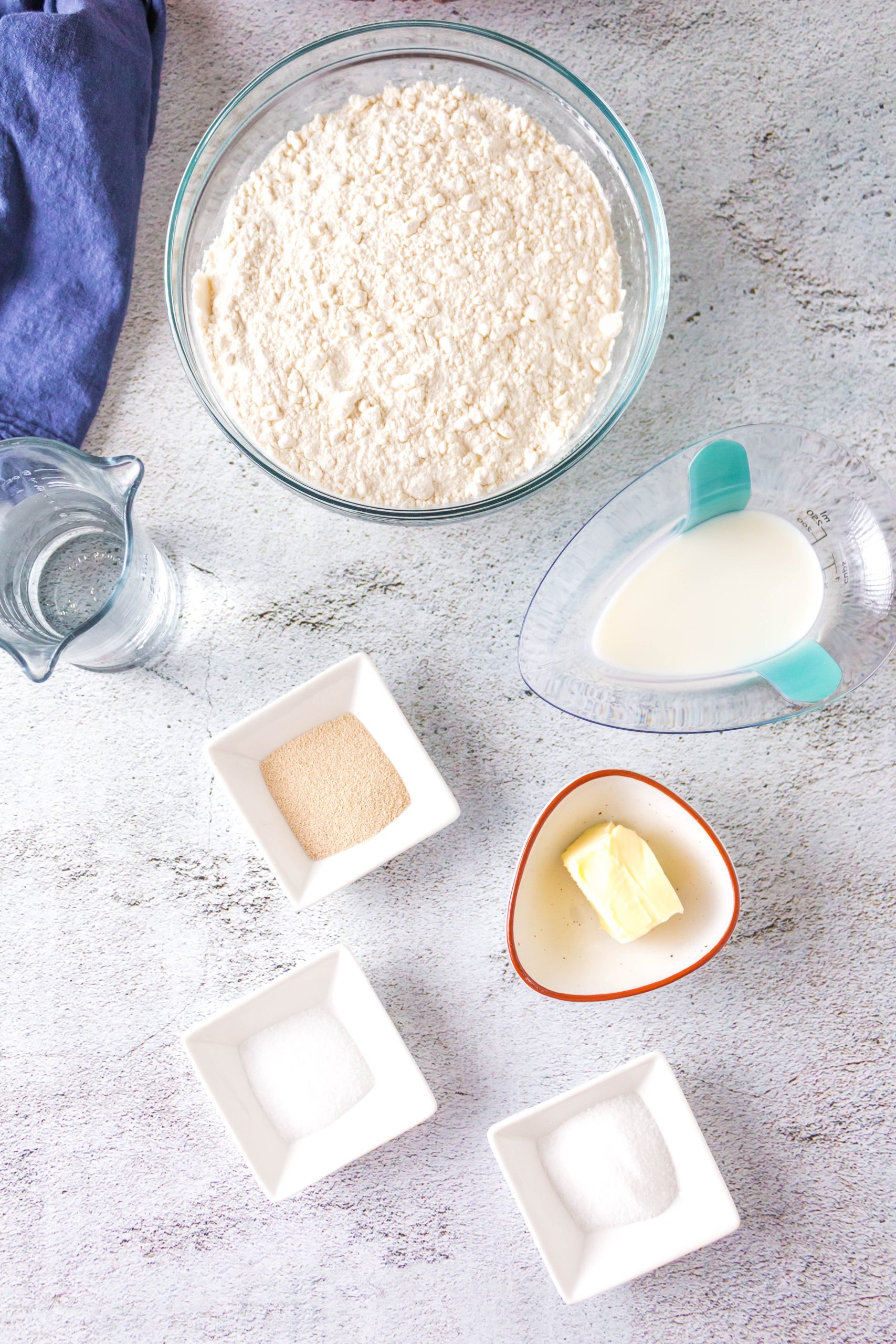 Top down view of the ingredients used to make the perfect dinner rolls - Hostess At Heart