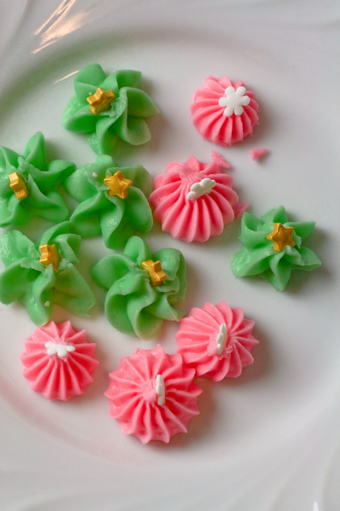 Christmas Cream Cheese Mints on a tray.