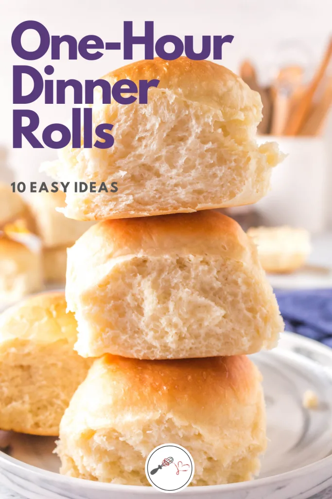 Side-view of a stack of 3 dinner rolls