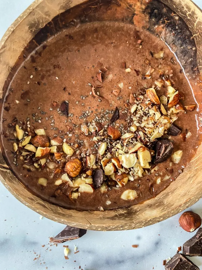 Banana Nutella Smoothie in a bowl.