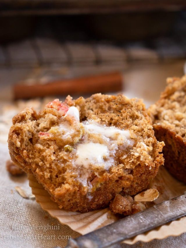 Rhubarb Muffin Recipe with Cinnamon Butter Crumble Story