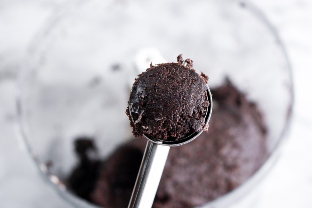Oreo batter in a scoop