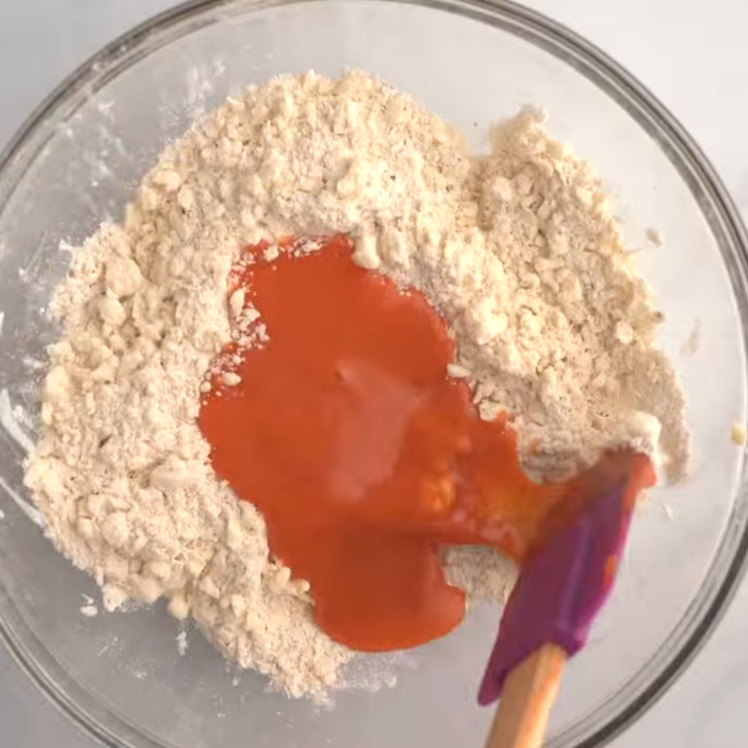 Dorothy Lynch dressing added to biscuit mixture