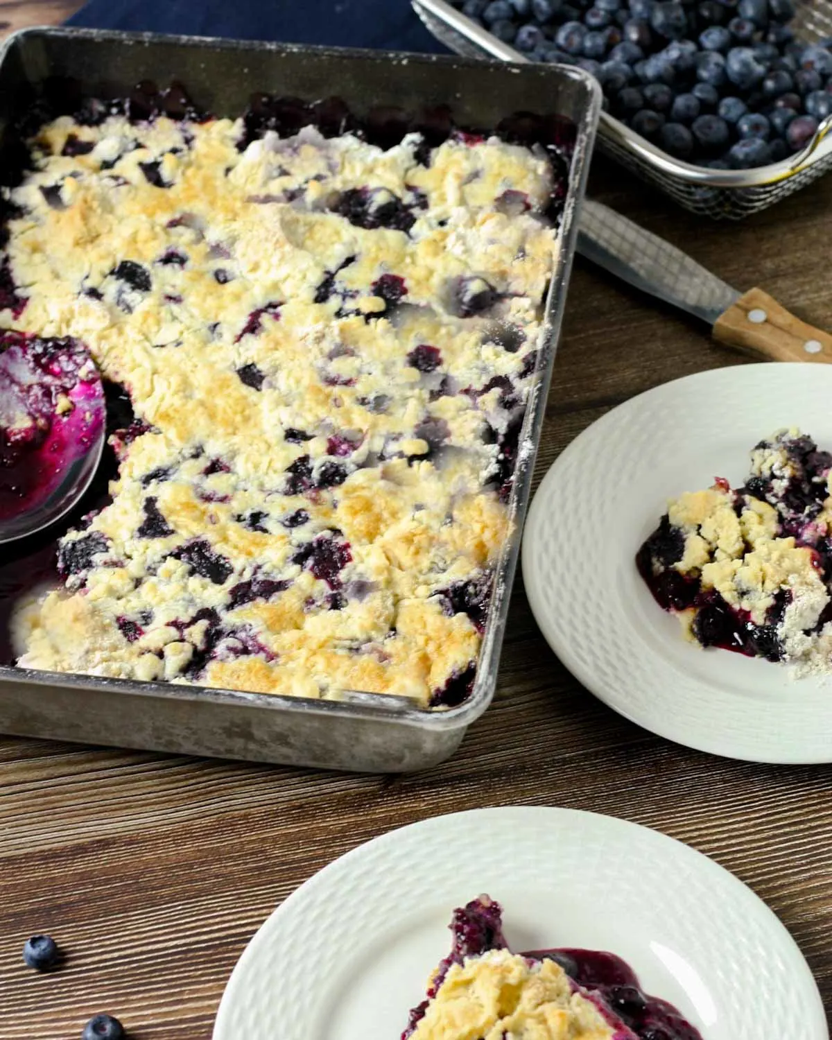 Image of a finished blueberry dump cake.