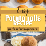 Two photo collage for pinterest of baked potato rolls.