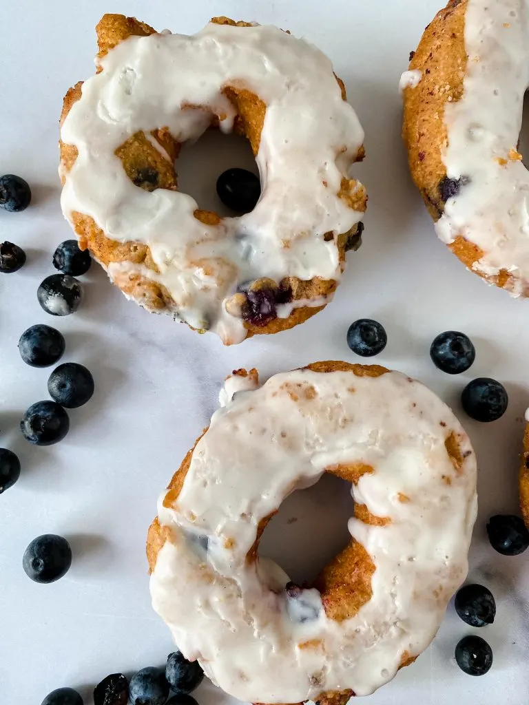 Top down view of two glazed donuts