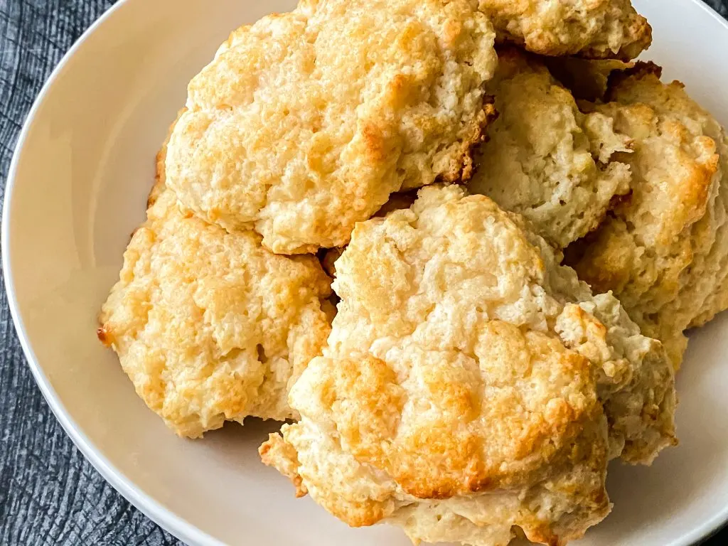 Closeup of glazed biscuits.