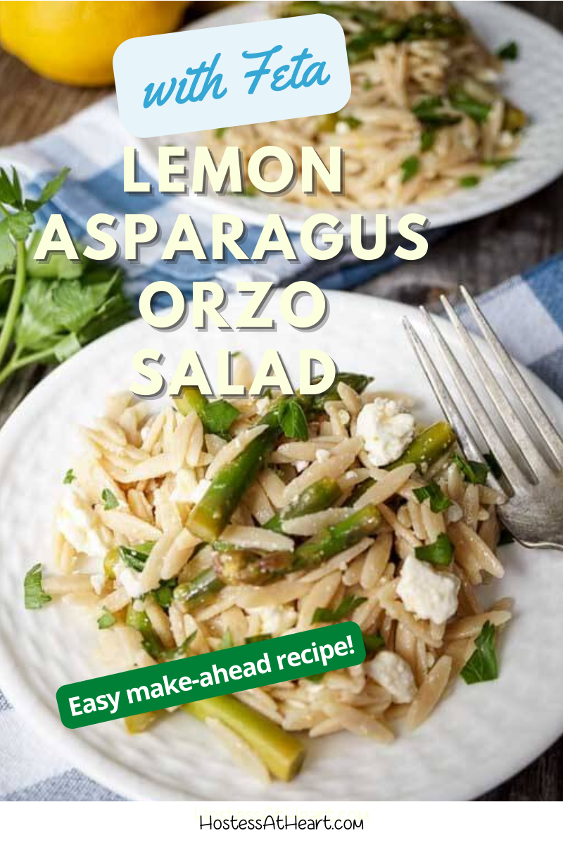 Lemon Orzo Asparagus Salad with Feta Recipe - Hostess At Heart
