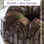 Side view of a chocolate bundt cake