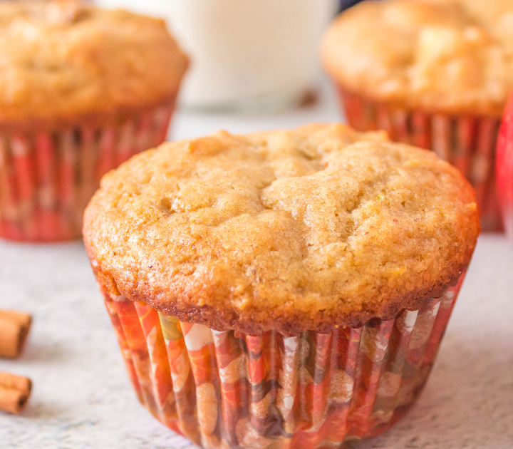 Side view of an Apple Pecan Muffin.
