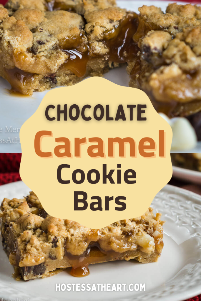 Side view of a Chocolate Chip Caramel cookie bar