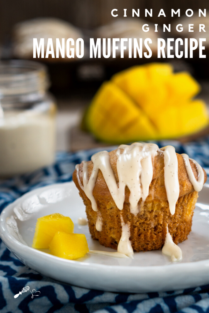 Table level photo of glazed mangoes muffin