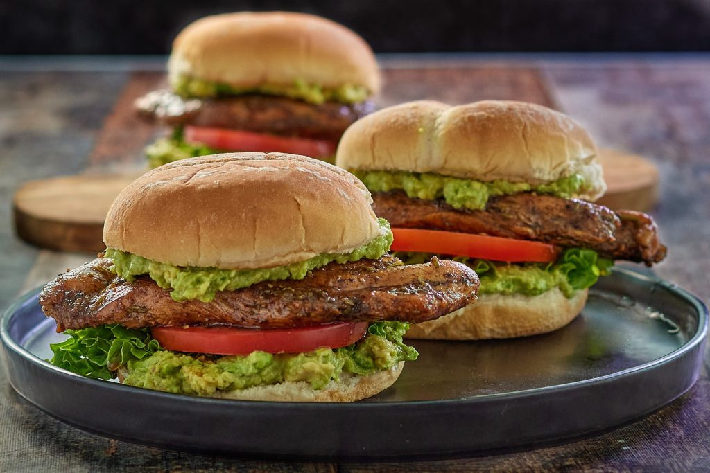 Tray of sandwiches.