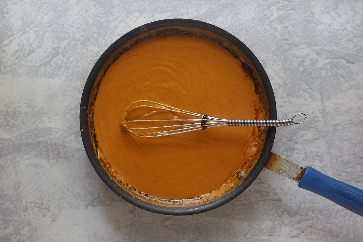 Thick Peanut sauce in a saucepan.