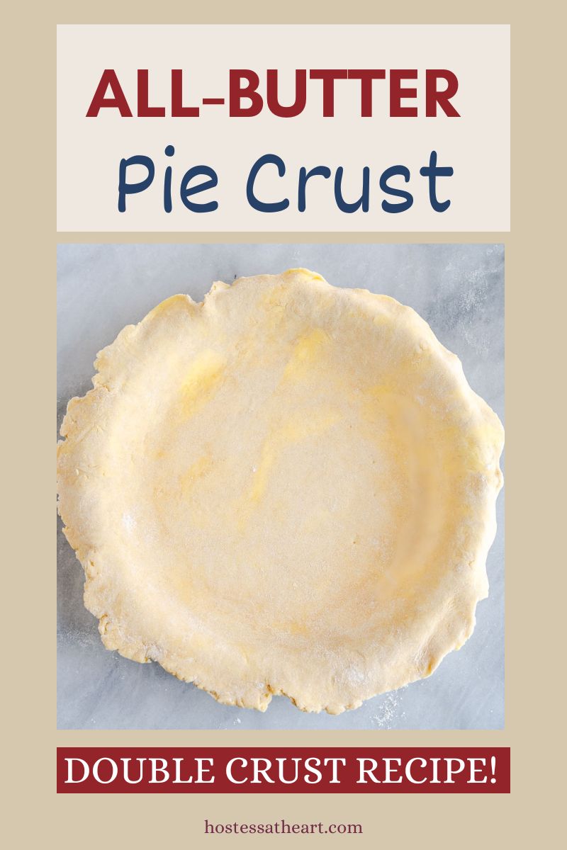 Top down image of rolled pie crust in a pie plate. Hostess At Heart