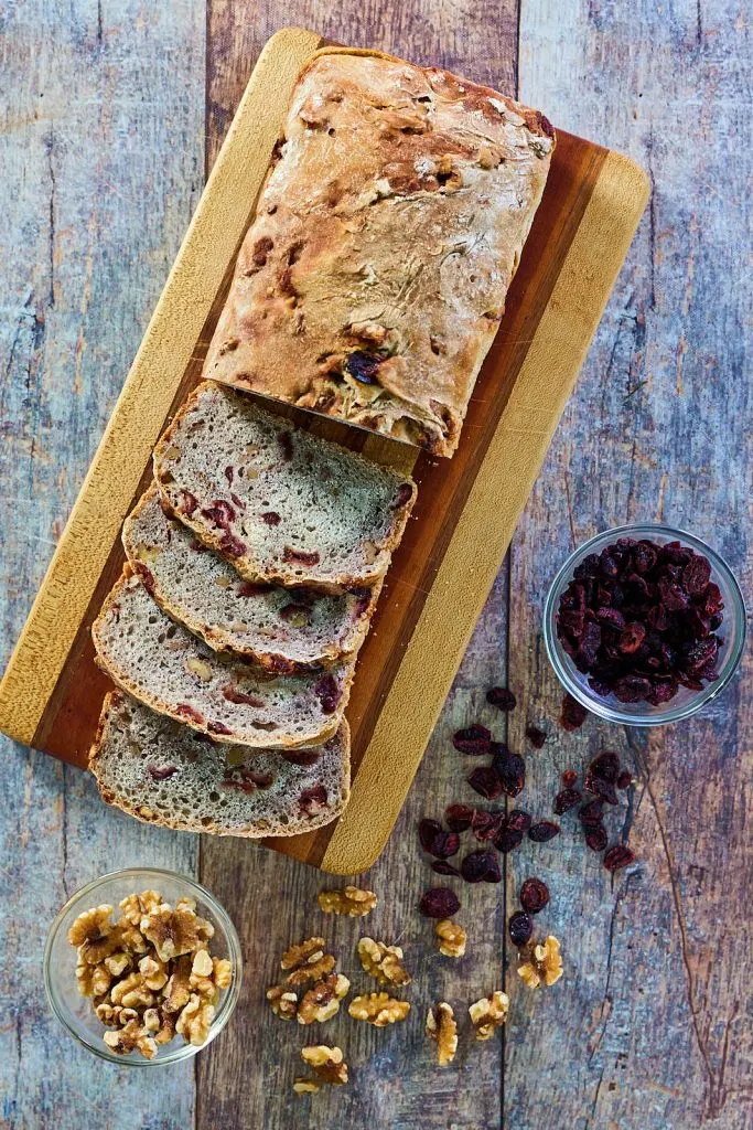 Top down view of Cranberry Walnut Loaf