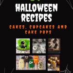 A Halloween collage of cakes cupcakes and cake pop recipes for a rounup