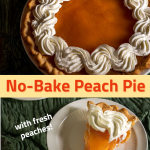Collage images for pinterest of a glazed pie and a slice of the fresh peachpie