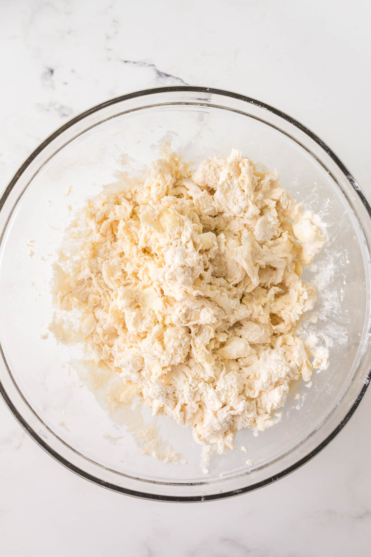 Butter worked into flour for pie crust recipies