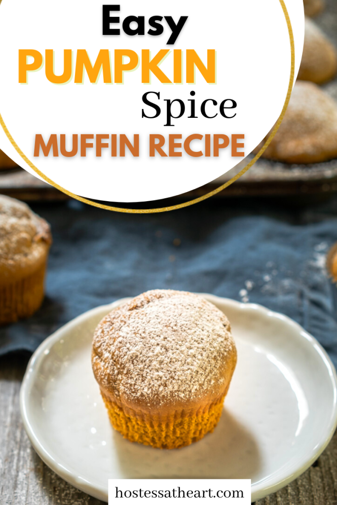 3/4 view of pumpkin spice muffin recipe on a plate.