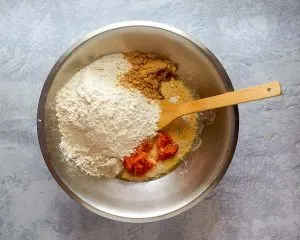 Bread ingredients combined in a bowl. Hostess At Heart