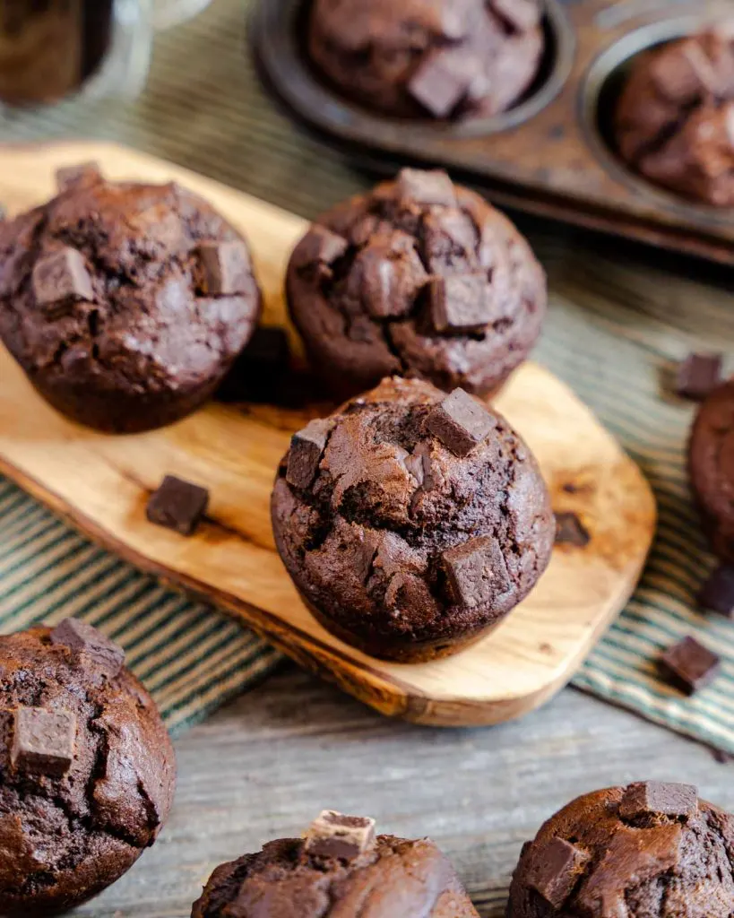 3/4 view of punkin chocolate chip muffins.