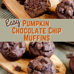 A collage for pinterest of Pumpkin Chocolate Chip Muffins