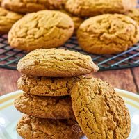 A stack of Soft Gingerbread Cookies on a plate.