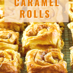 A cooling rack filled with soft carmel rolls. - Hostess At Heart