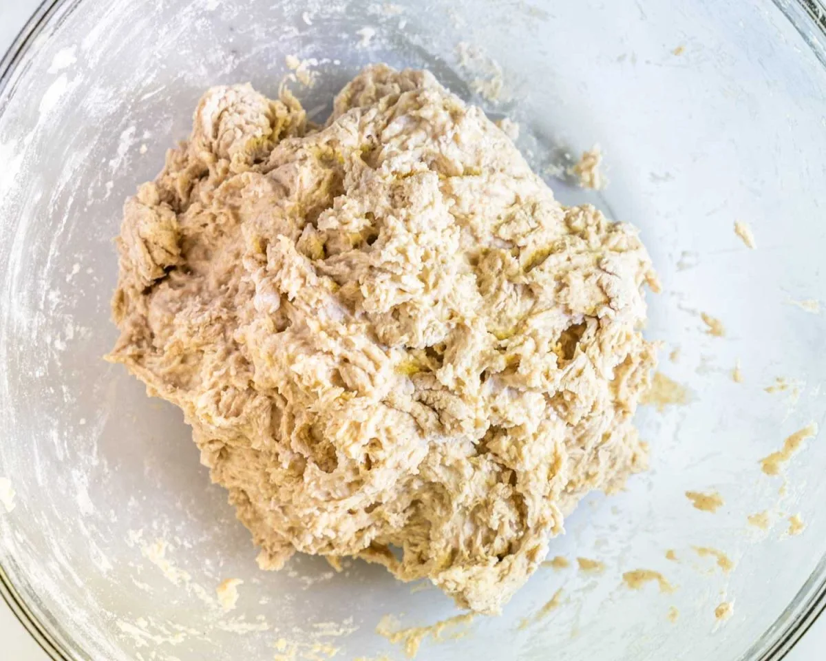 Freshly mixed sourdough in a bowl - Hostess At Heart