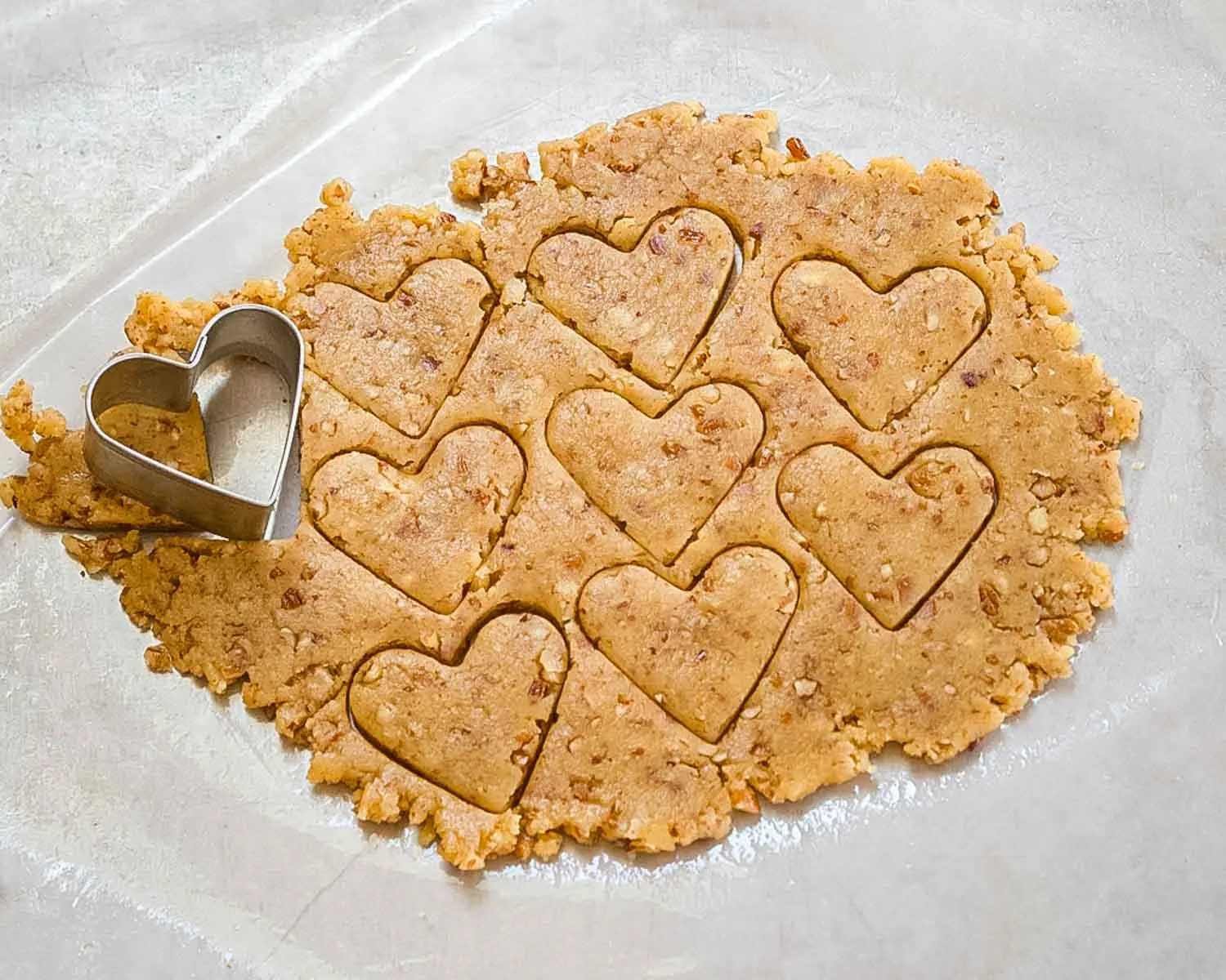 Pecan pastry dough stamped out in the shape of hearts. Hostess At Heart