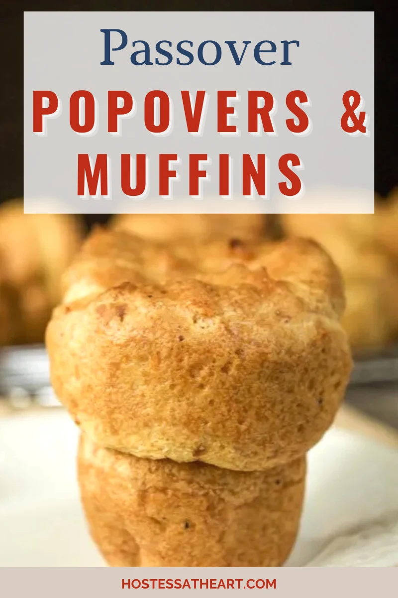 Image of a baked Passover Popover for Pinterest - Hostess At Heart