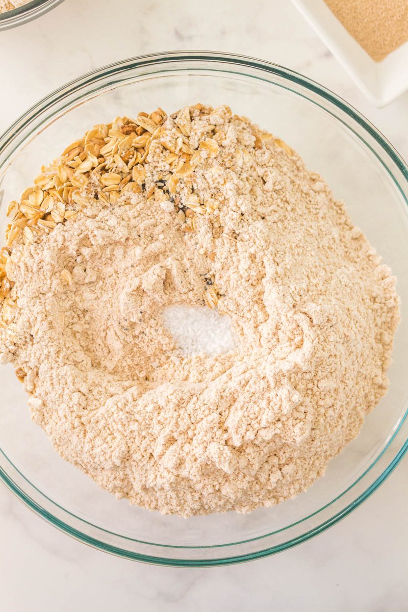 A bowl filled with flour, salt, oats, and grains - Hostess At Heart