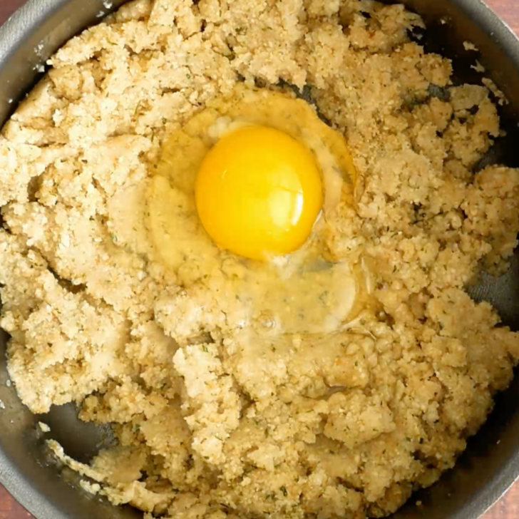 Eggs added to the Matzo meal mixture. Hostess At Heart