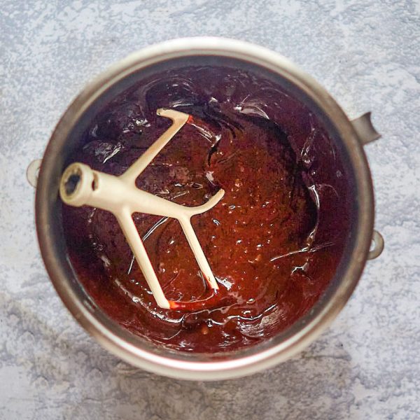 Top-view of a mixing bowl filled with chocolate filling - Hostess At Heart