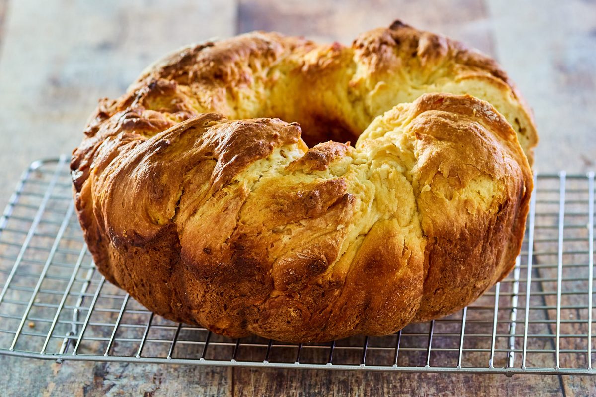 A loaf of bread that was shaped by twisting and rising in a bundt pan - Hostess At Heart