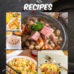 Collage of several dishes made with leftover ham. Hostess At Heart