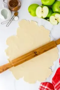 Top down view of a rolled piece of pie crust - Hostess At Heart