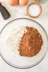 Flour and cocoa in a mixing bowl - Hostess At Heart