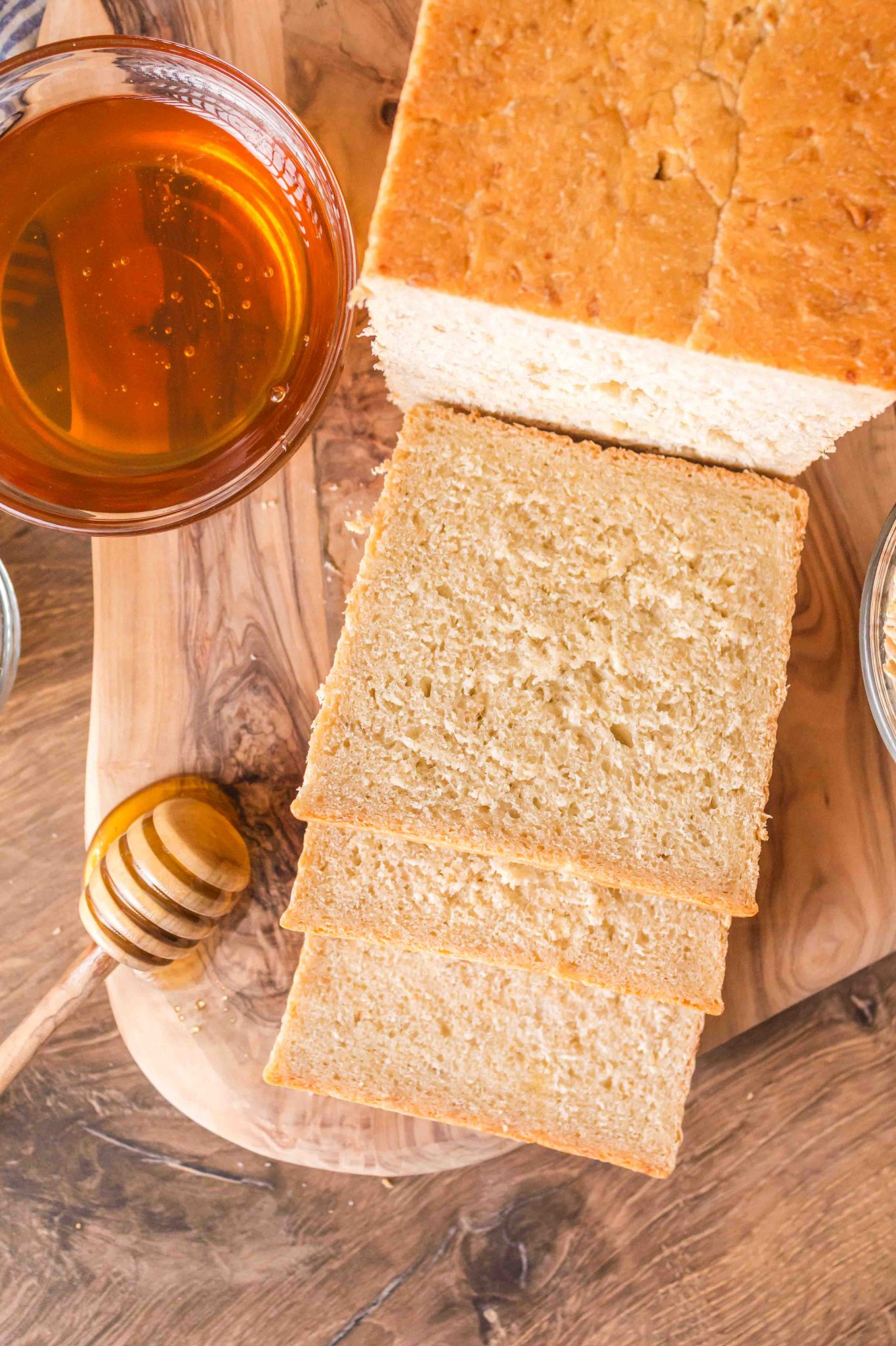 Top down view of sliced loaf of Pain de Mie bread - Hostess At Heart