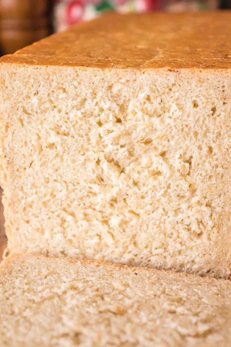 Front close-up view of soft baked bread crumb. Hostess At Heart