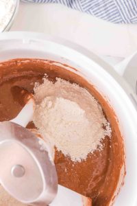 Flour added to blended bread dough in an electric mixer. - Hostess At Heart
