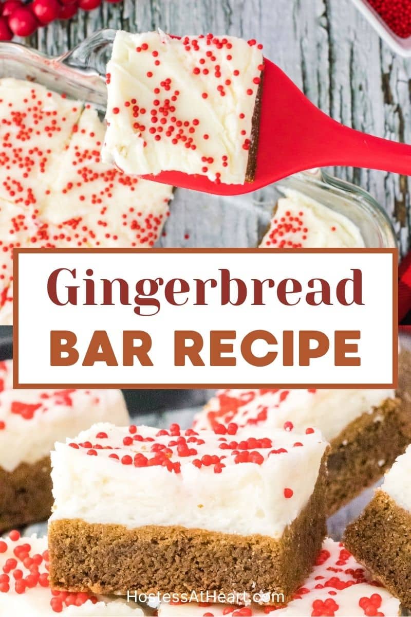 Gingerbread bars with cream cheese frosting cut into squares - Hostess At Heart