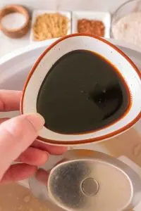 A bowl of blackstrap molasses