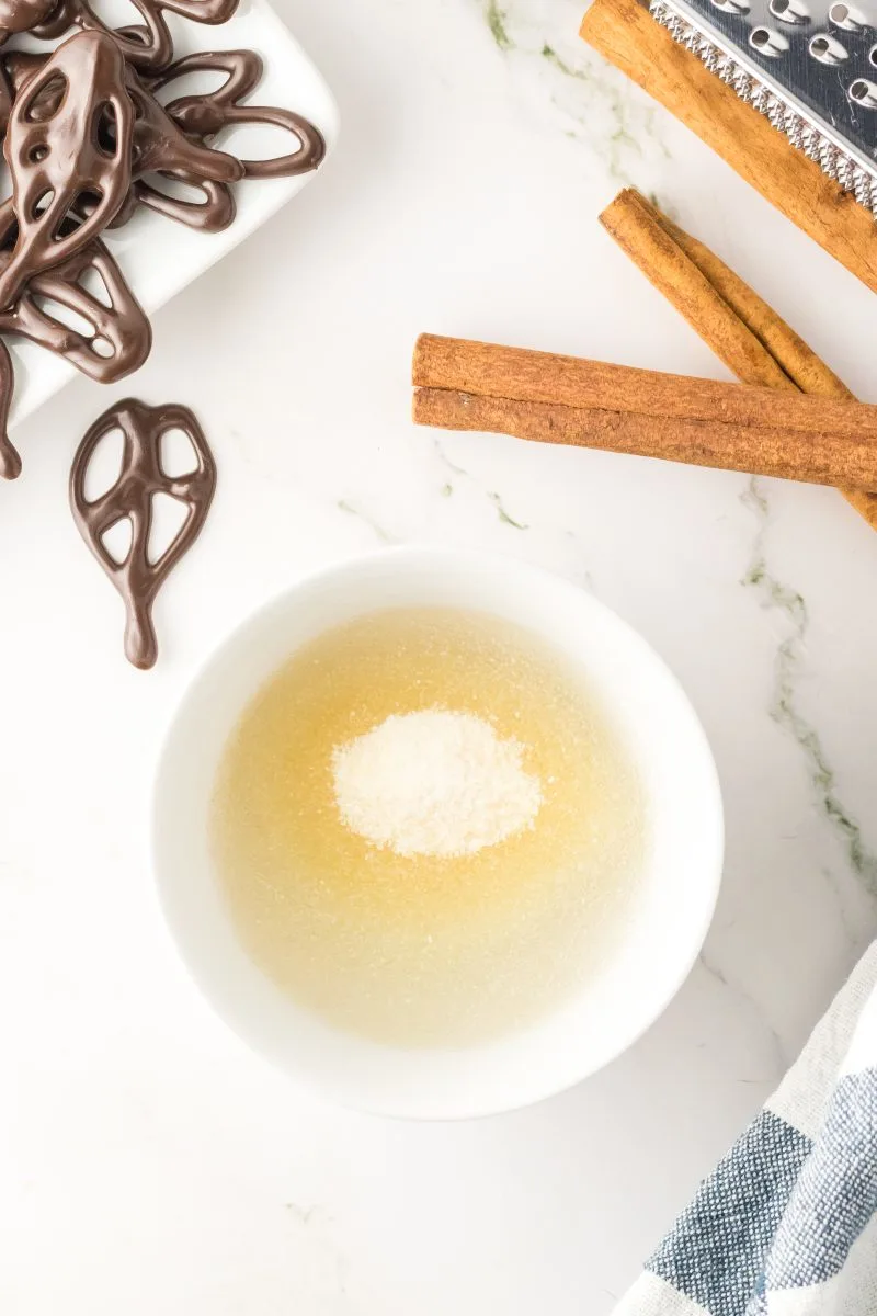 Powdered Gelatin added to water to make a geletin syrup - hostess at Heart