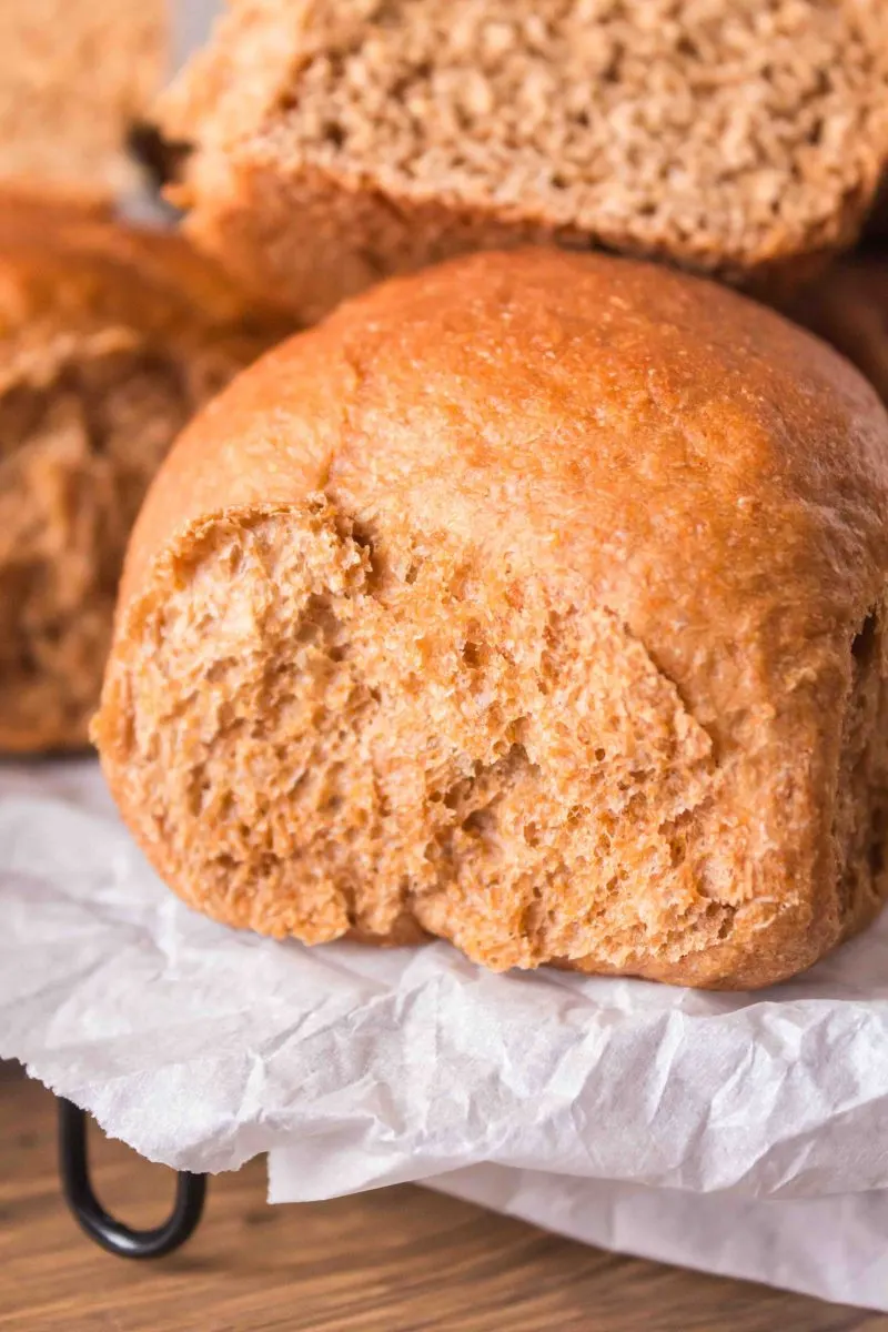 Sideview of a beautifully baked Molasses Brown Bread Roll - Hostess At Heart