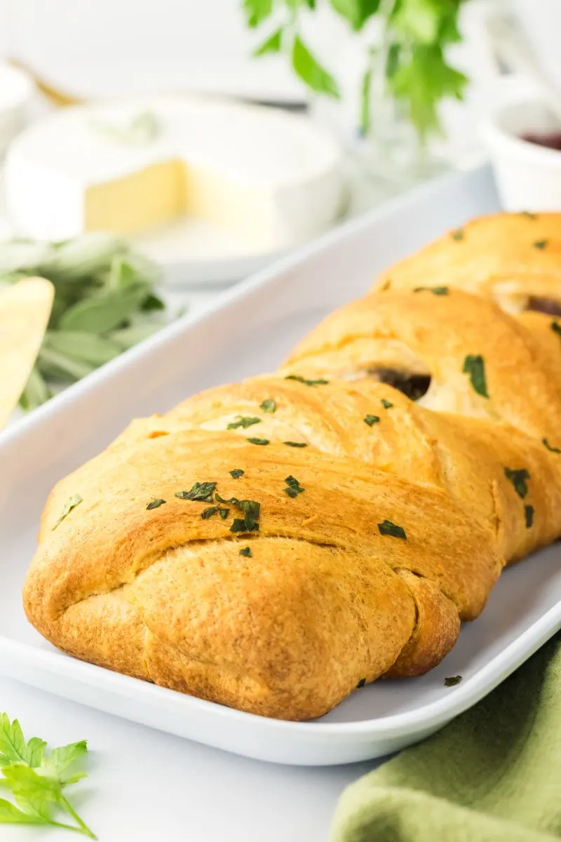 Front view of a baked Crescent Roll Braid - Hostess At Heart